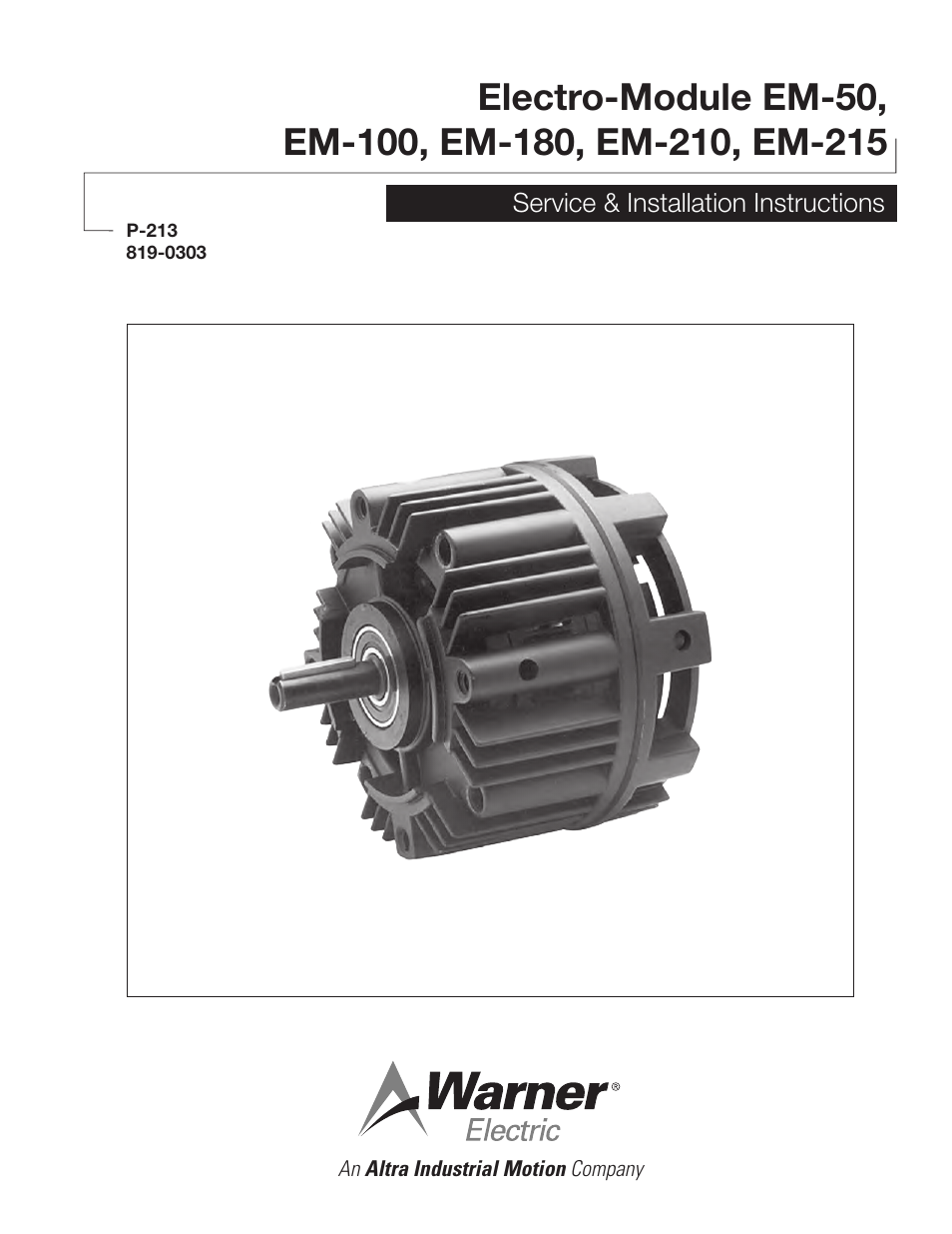 Warner Electric Electro-Module EM-50, EM-100, EM-180, EM-210, EM-215 User Manual | 22 pages