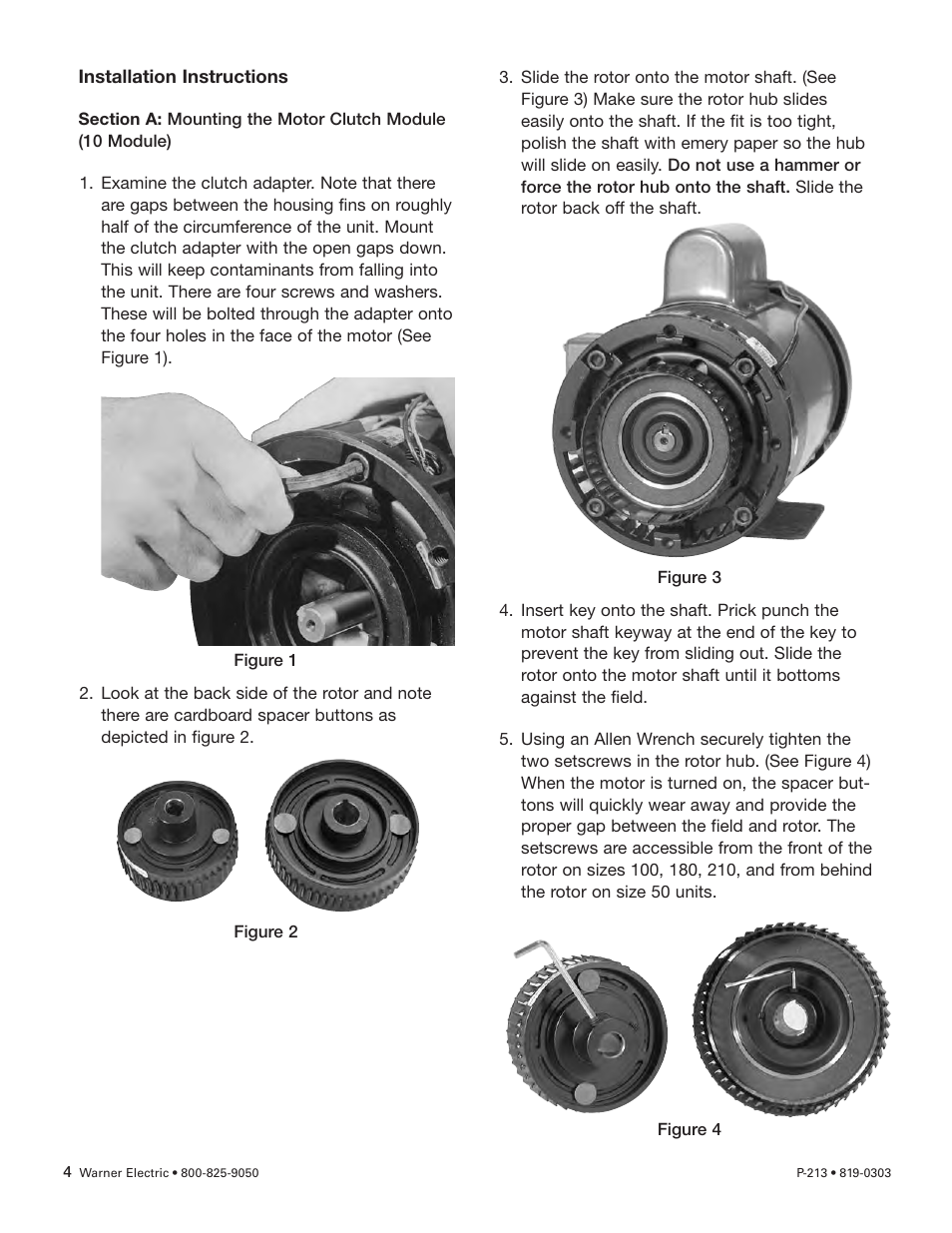 Warner Electric Electro-Module EM-50, EM-100, EM-180, EM-210, EM-215 User Manual | Page 4 / 22