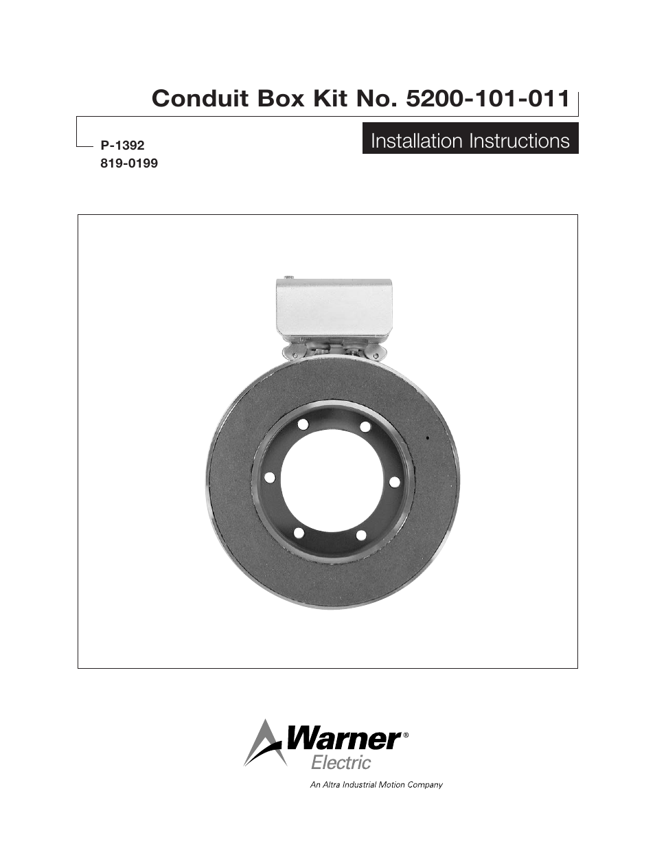 Warner Electric 5200-101-011 Conduit Box Kit User Manual | 4 pages