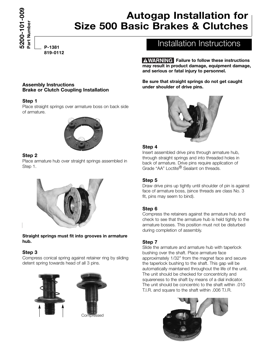 Warner Electric Autogap 500 User Manual | 4 pages