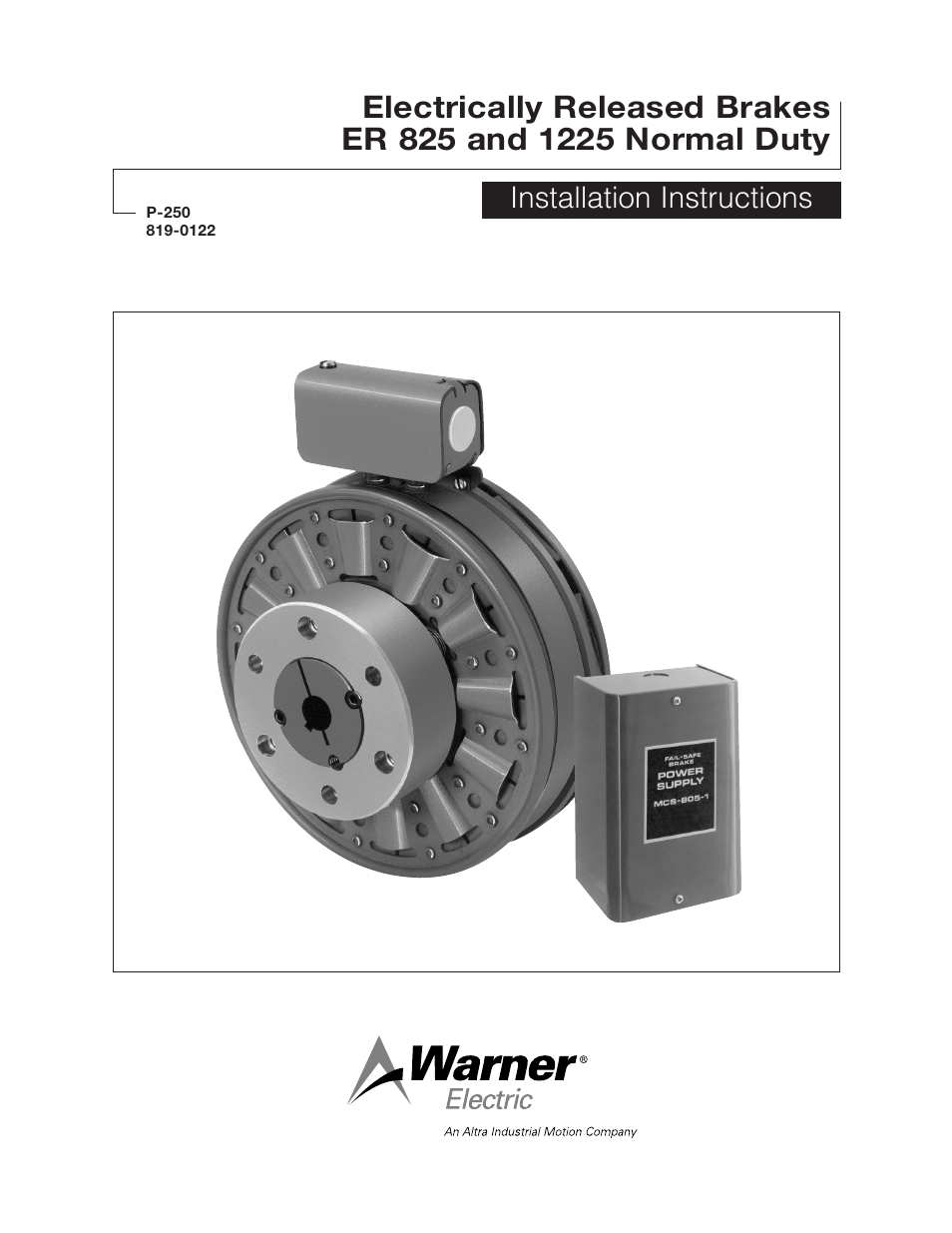 Warner Electric ER 825 and 1225 Normal Duty User Manual | 16 pages