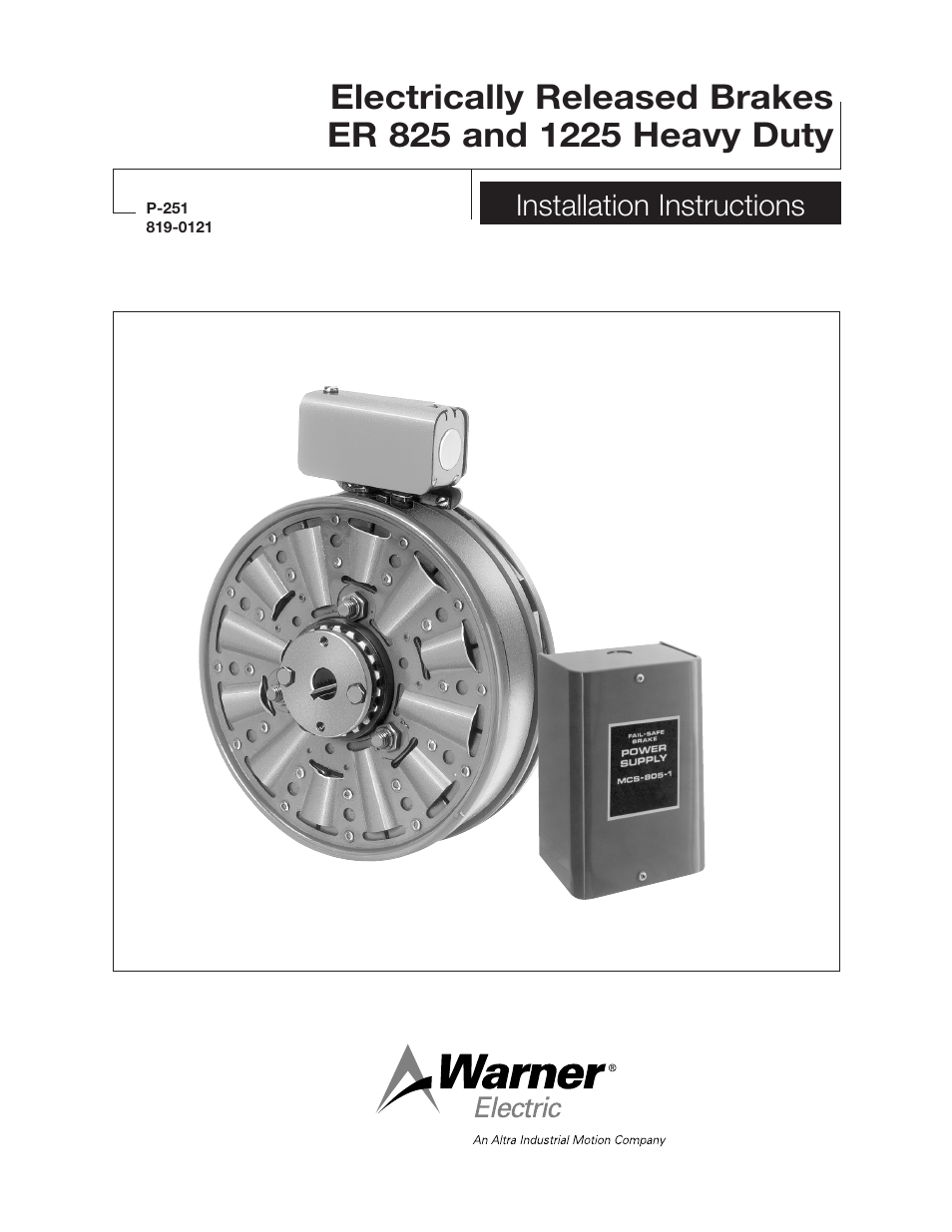 Warner Electric ER 825 and 1225 Heavy Duty User Manual | 14 pages