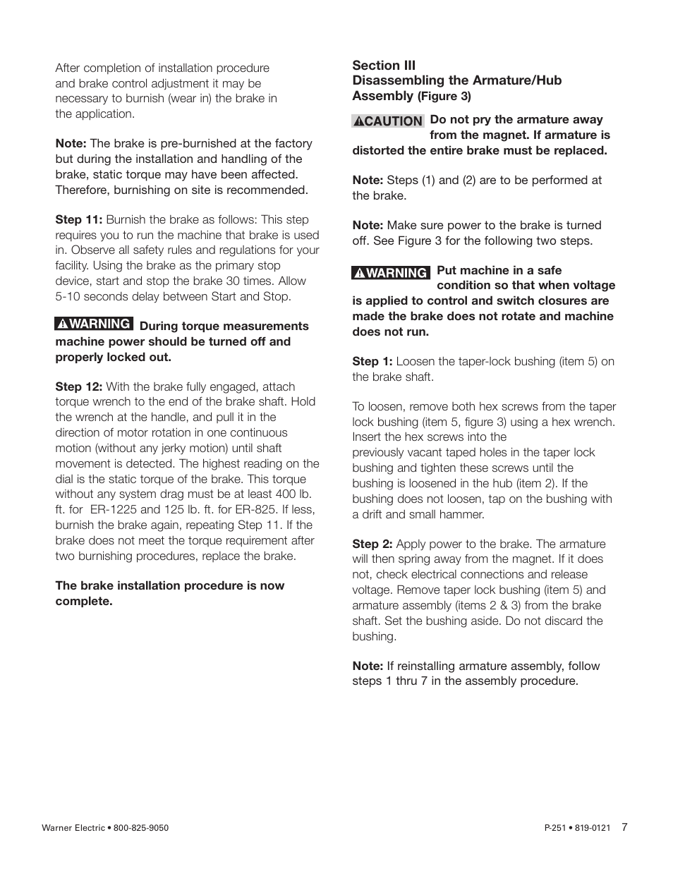 Warner Electric ER 825 and 1225 Heavy Duty User Manual | Page 7 / 14