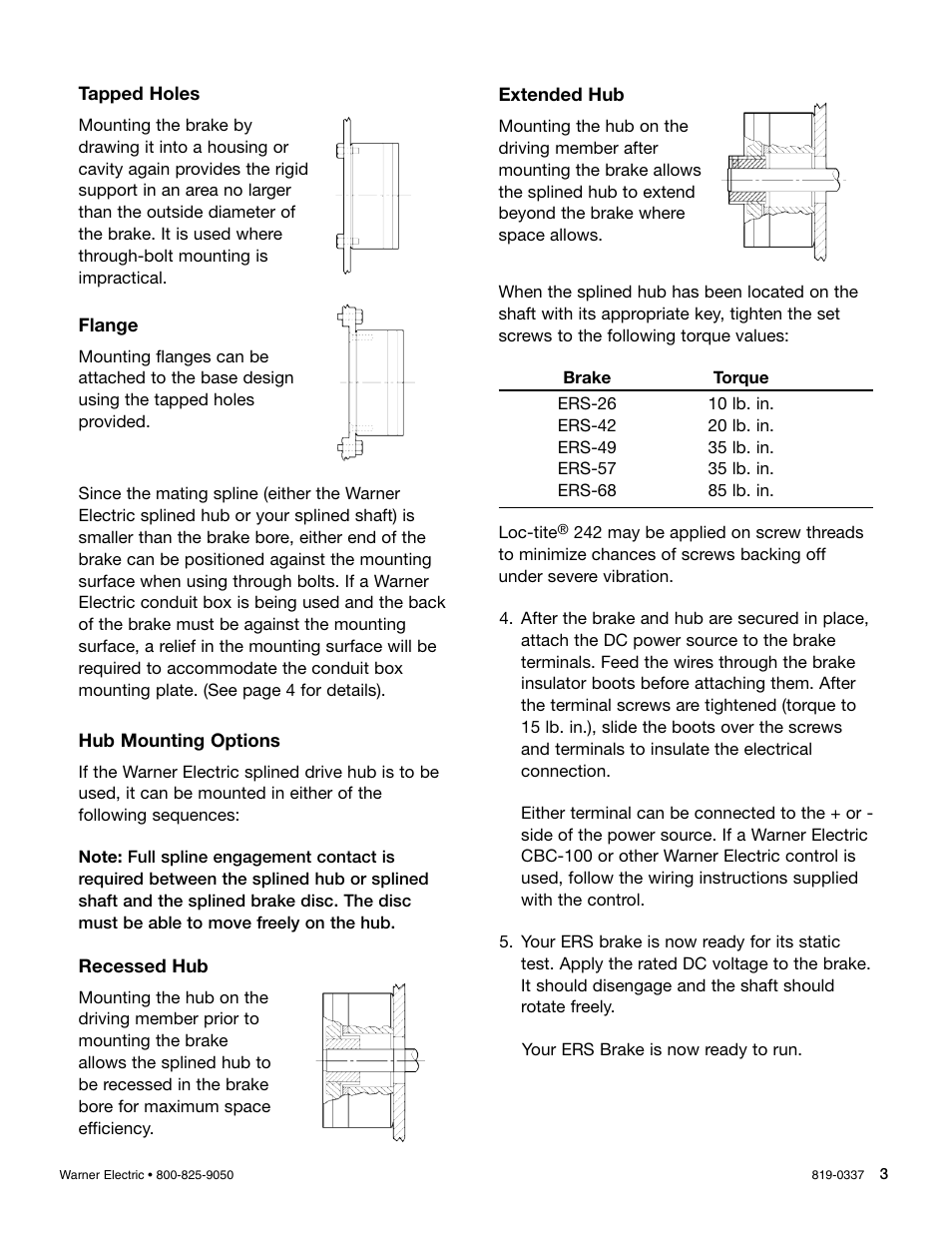 Warner Electric ERS Electrically Released Brakes User Manual | Page 3 / 6