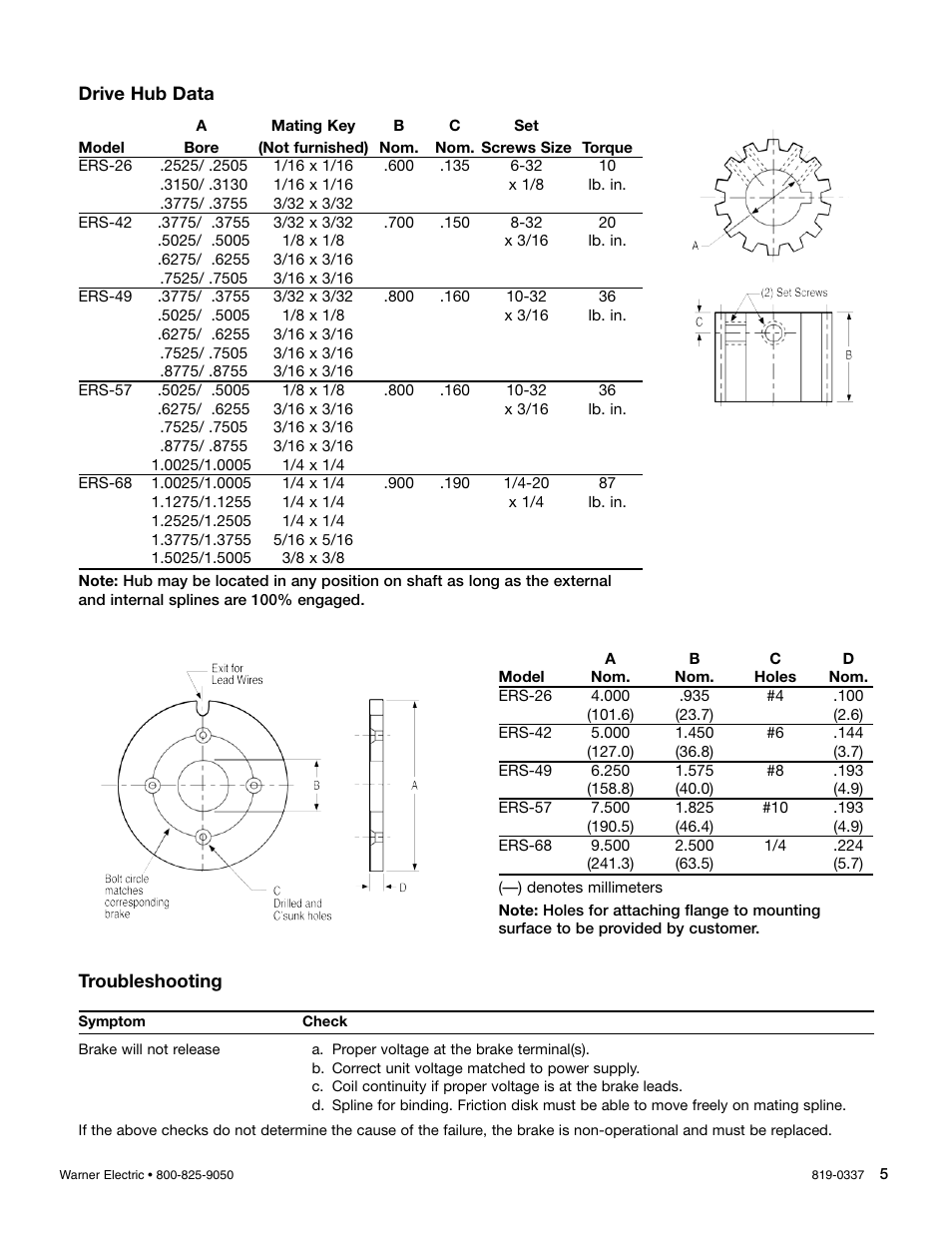 Warner Electric ERS Electrically Released Brakes User Manual | Page 5 / 6