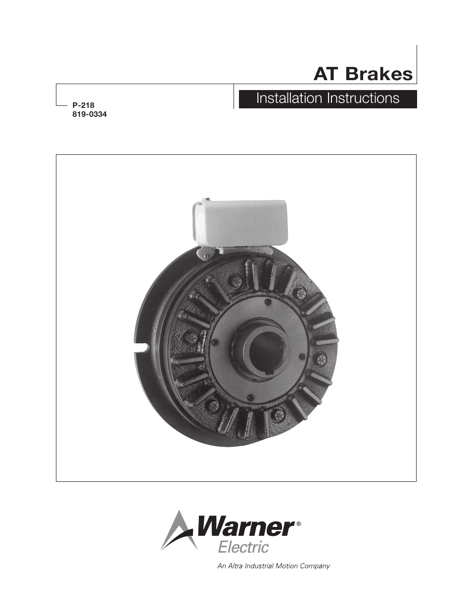 Warner Electric AT Brakes User Manual | 6 pages