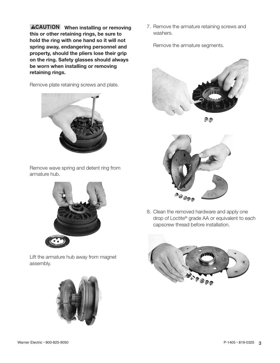 Warner Electric AT Brake–Major Service Repair Instructions for Sizes 25, 55, 115 User Manual | Page 3 / 9