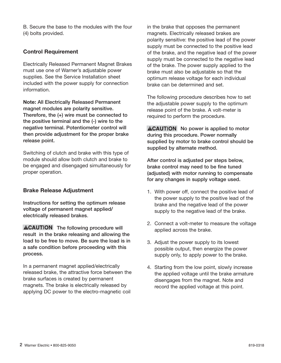 Warner Electric Electrically Released Permanent Magnet Clutch Compatible Modules User Manual | Page 2 / 4