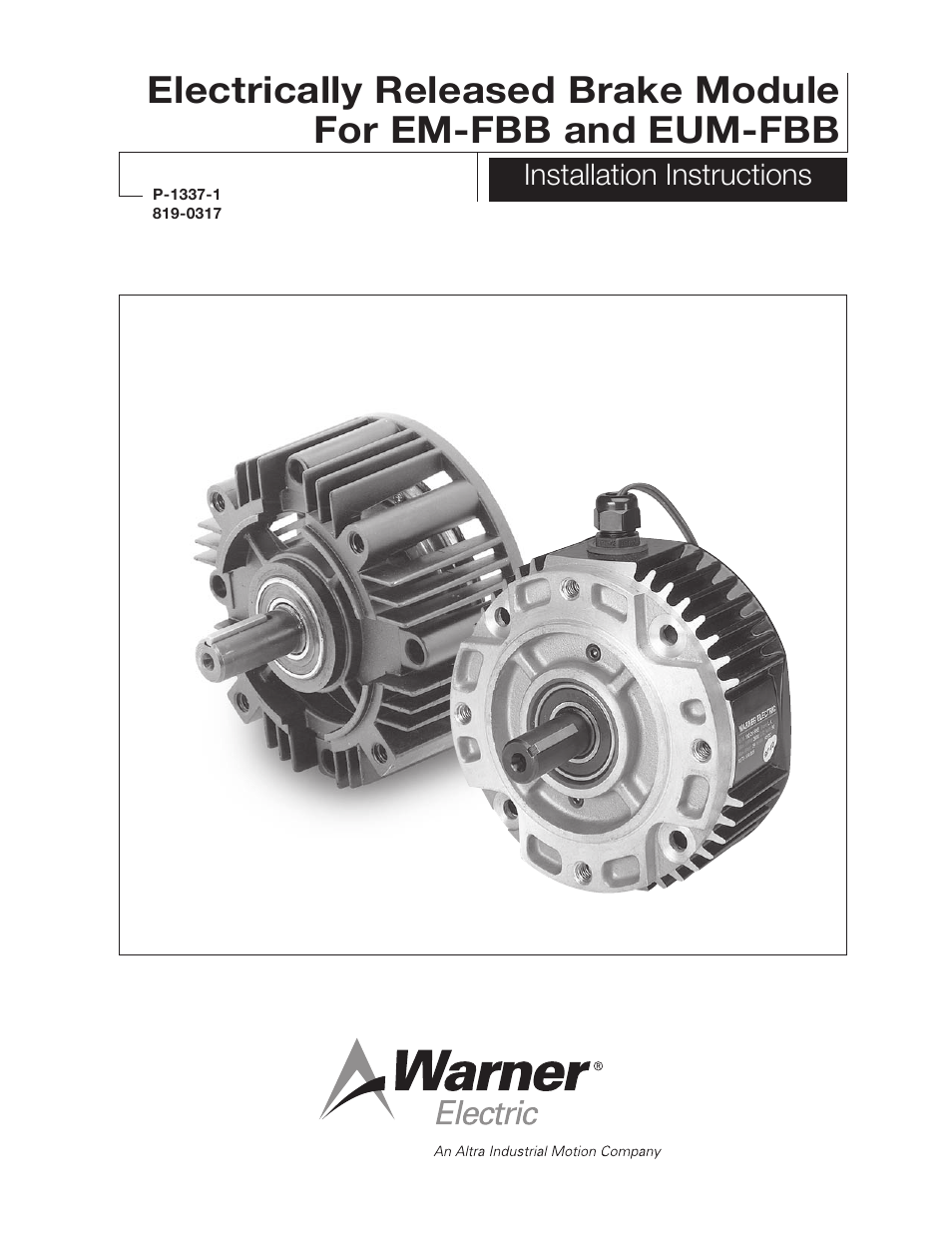 Warner Electric Electrically Released Brake Module For EM-FBB and EUM-FBB User Manual | 4 pages