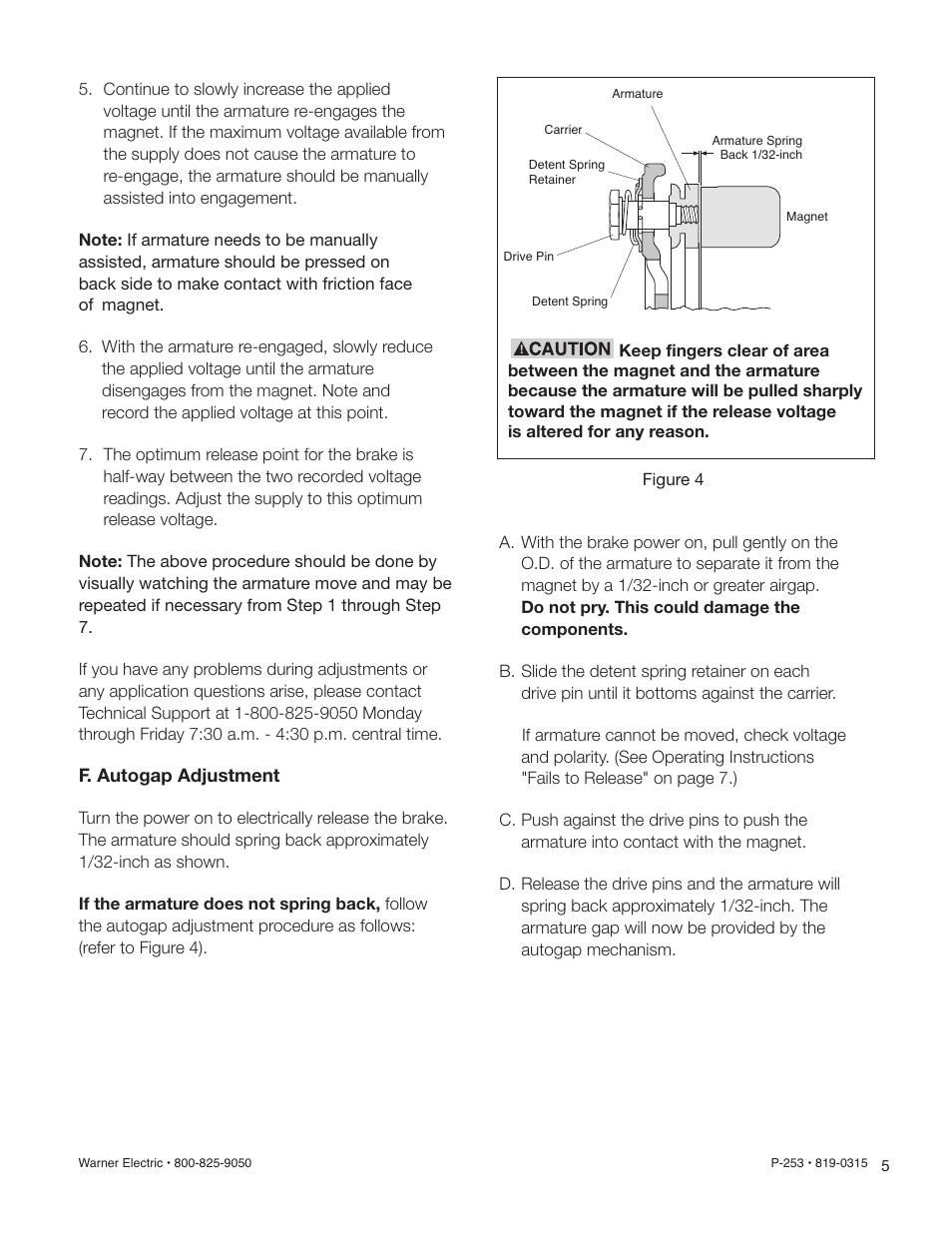 Warner Electric Electrically Released Brake ER-375, ER-475, ER-650 User Manual | Page 5 / 12