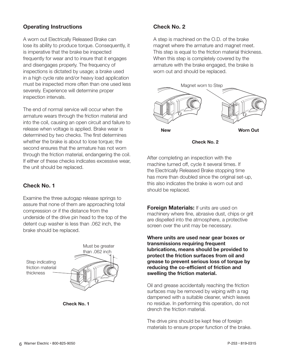 Warner Electric Electrically Released Brake ER-375, ER-475, ER-650 User Manual | Page 6 / 12