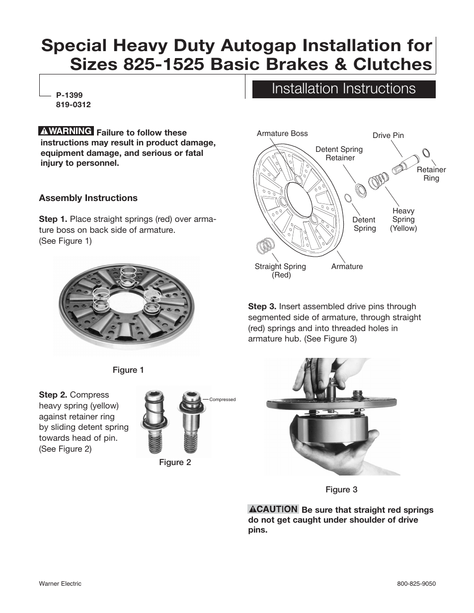 Warner Electric Autogap 825-1525 Special Heavy Duty User Manual | 4 pages