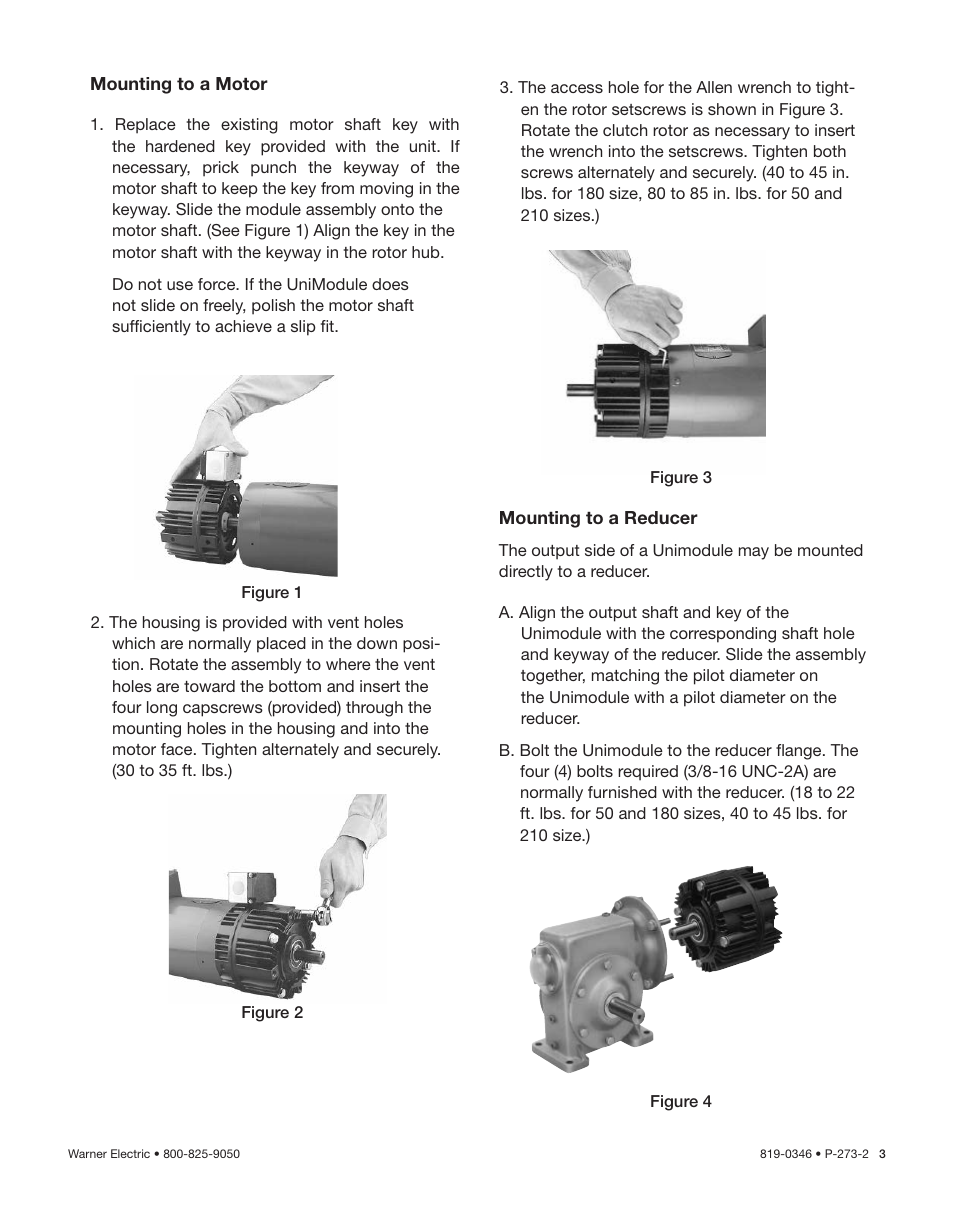 Warner Electric Preassembled Clutch_Electrically Released Brake Module User Manual | Page 3 / 7