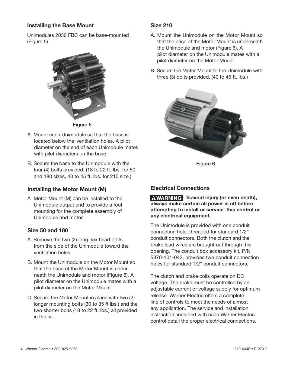 Warner Electric Preassembled Clutch_Electrically Released Brake Module User Manual | Page 4 / 7