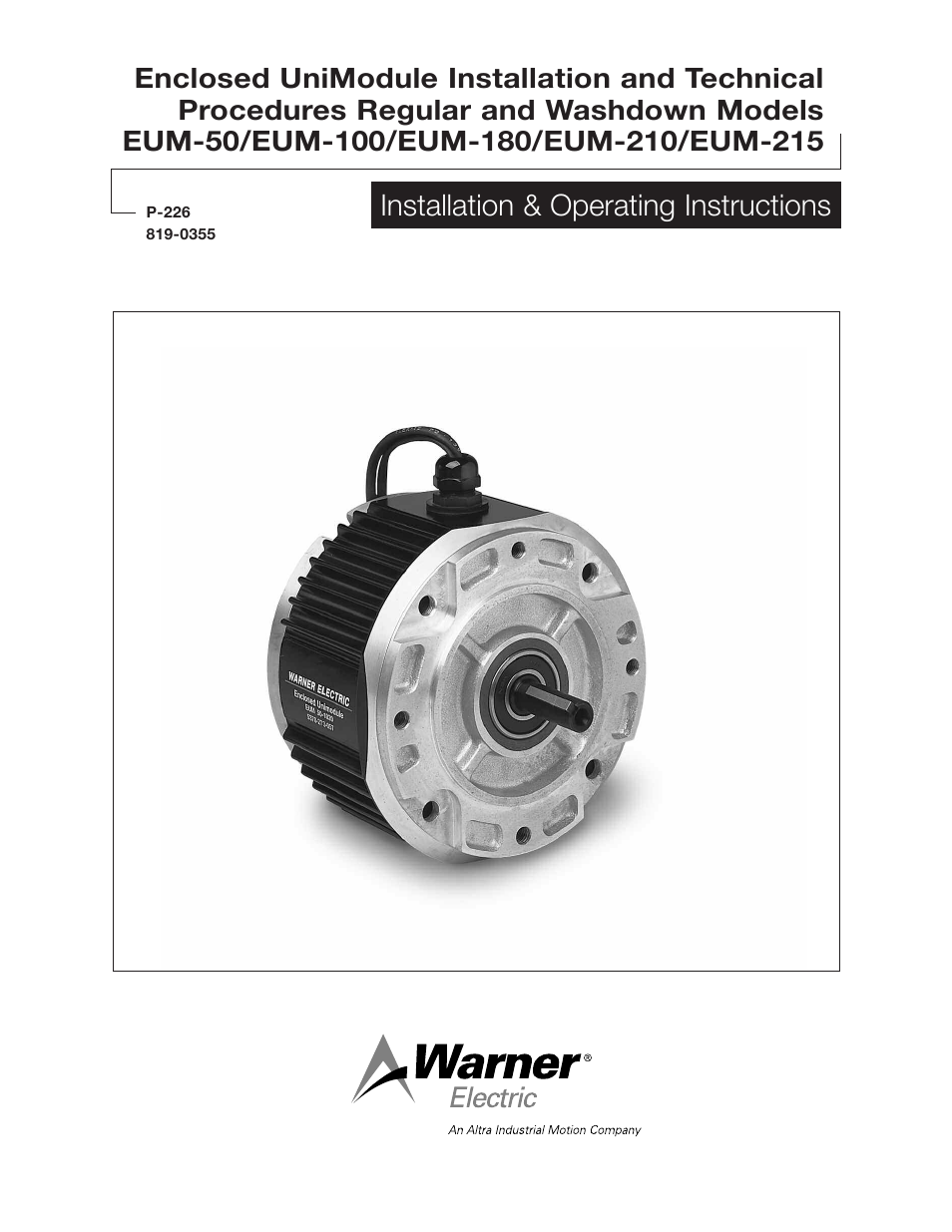 Warner Electric EUM-50_EUM-100_EUM-180_EUM-210_EUM-215 User Manual | 16 pages