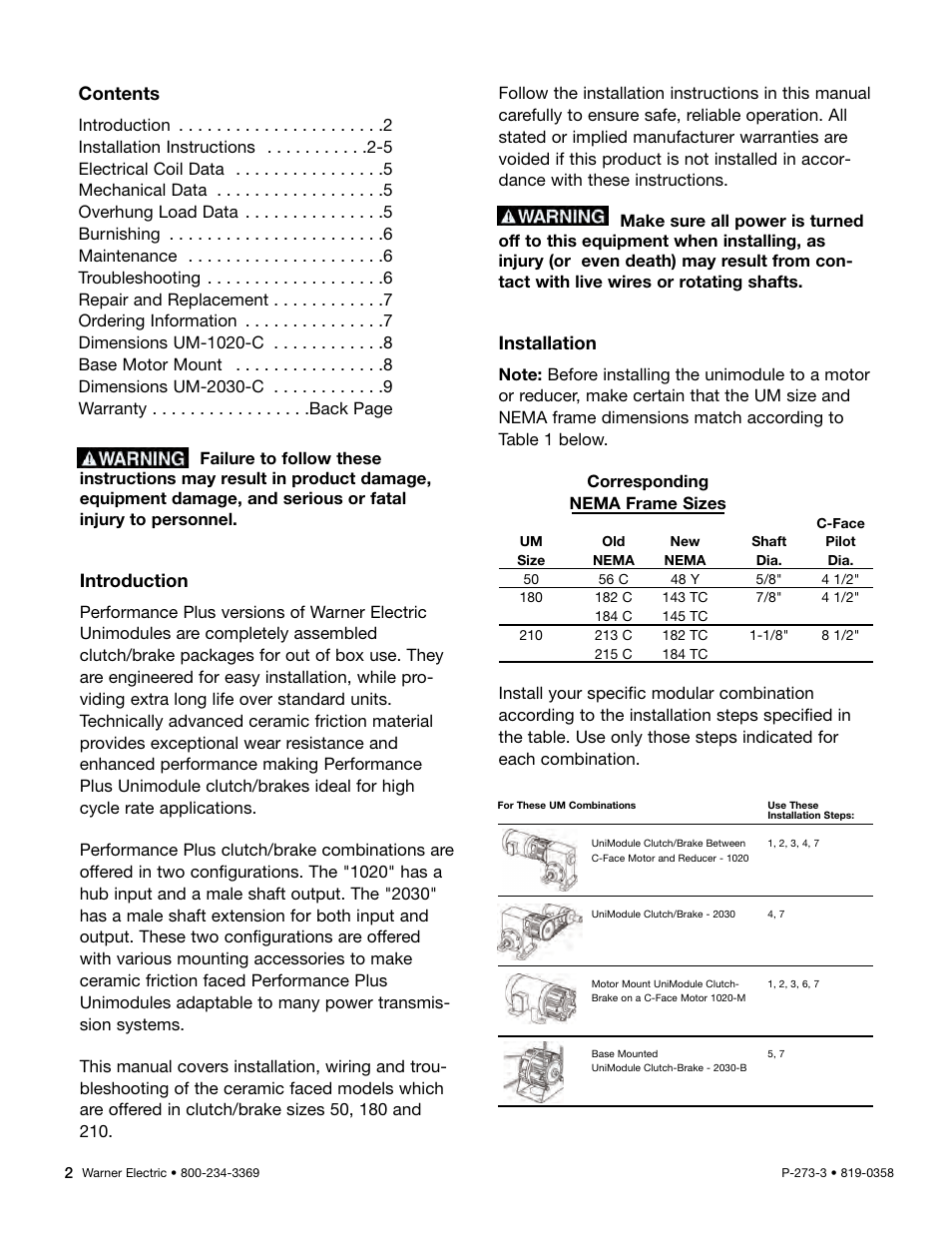 Warner Electric Performance Plus Preassembled Clutch_Brake Module User Manual | Page 2 / 10