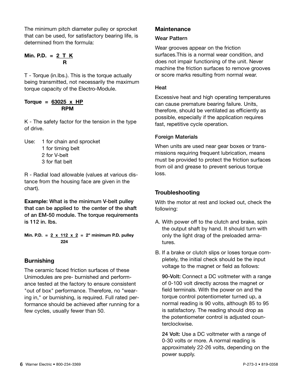 Warner Electric Performance Plus Preassembled Clutch_Brake Module User Manual | Page 6 / 10