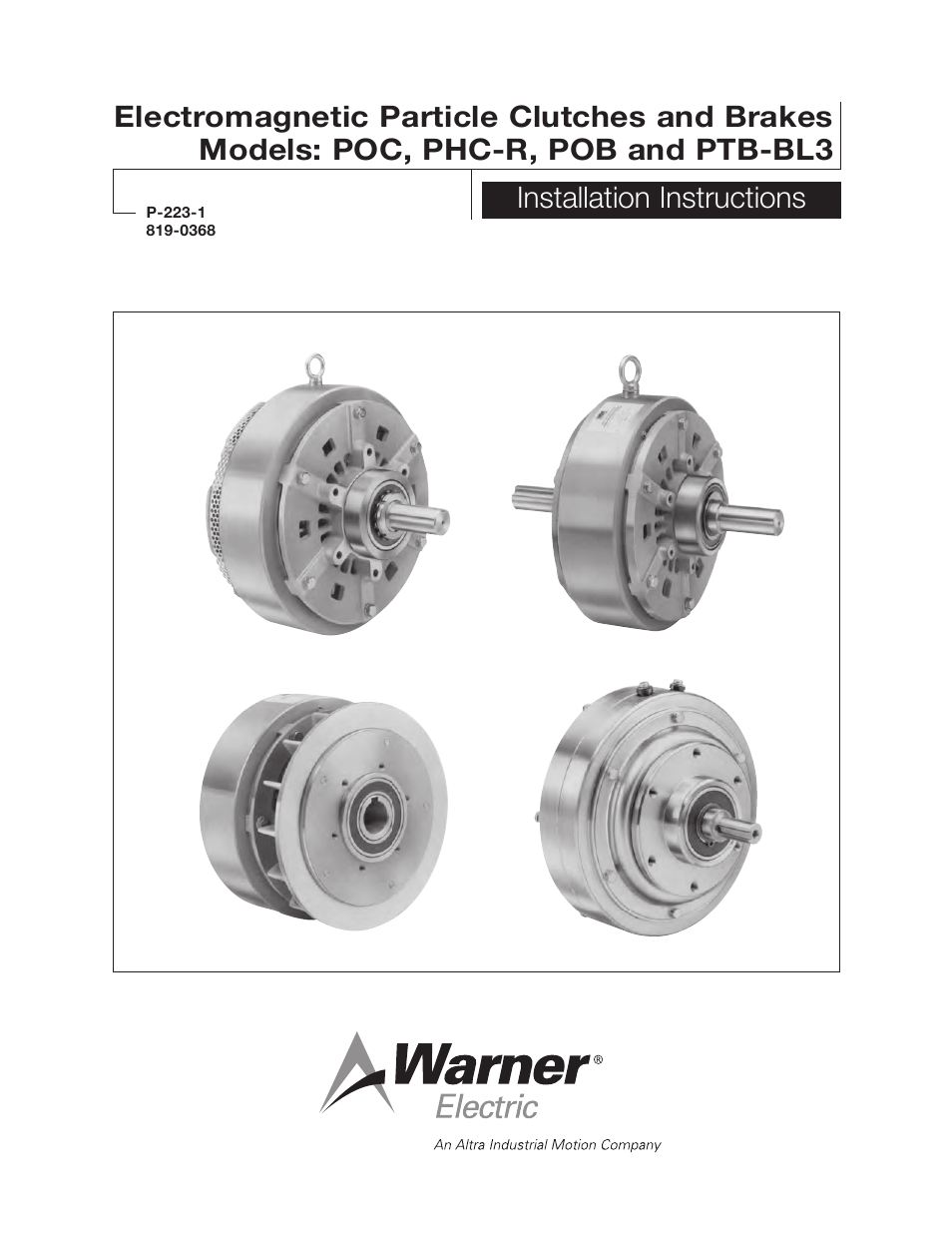 Warner Electric PTB-BL3 User Manual | 18 pages