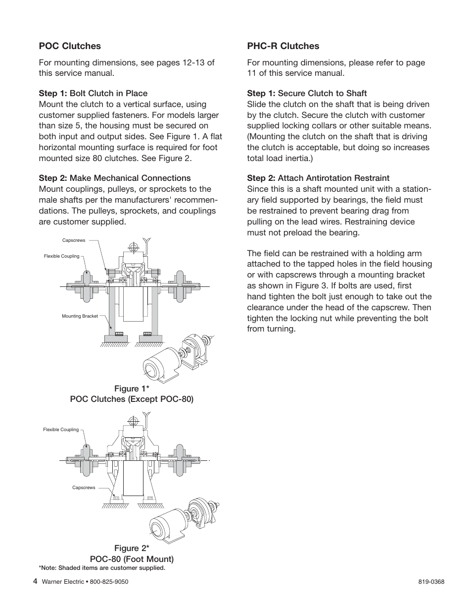 Poc clutches, Phc-r clutches | Warner Electric PTB-BL3 User Manual | Page 4 / 18