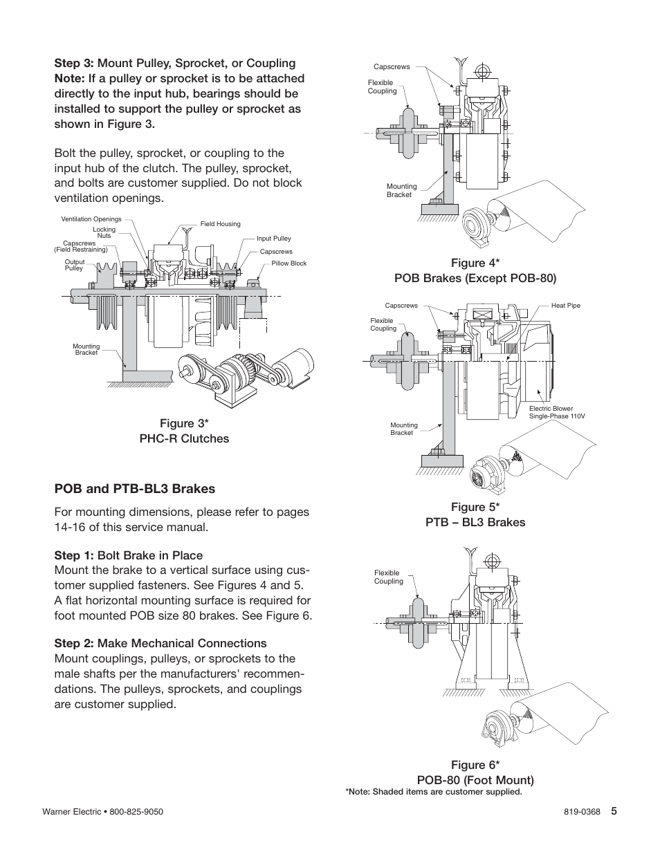 Pob and ptb-bl3 brakes | Warner Electric PTB-BL3 User Manual | Page 5 / 18