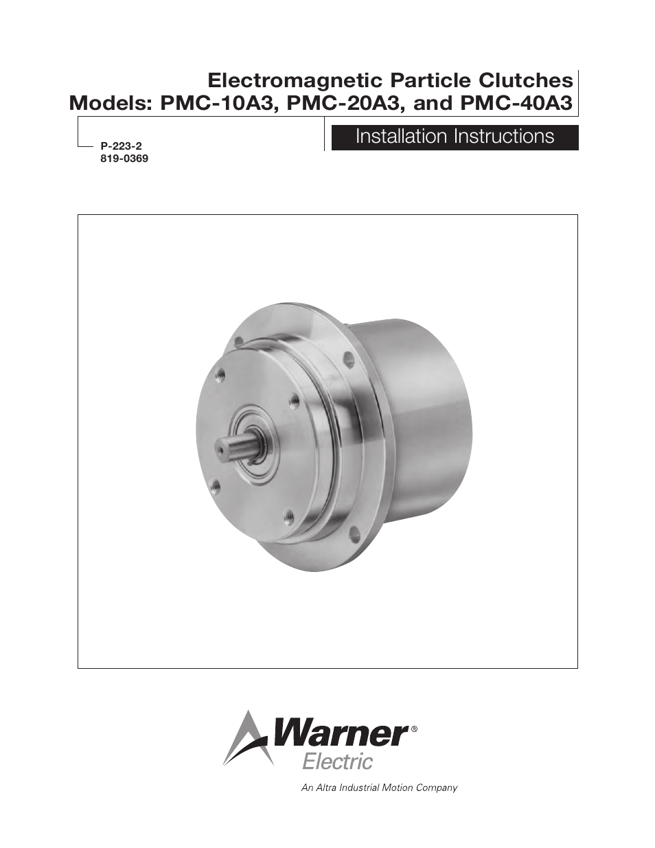 Warner Electric PMC-10A3, PMC-20A3, and PMC-40A3 User Manual | 8 pages