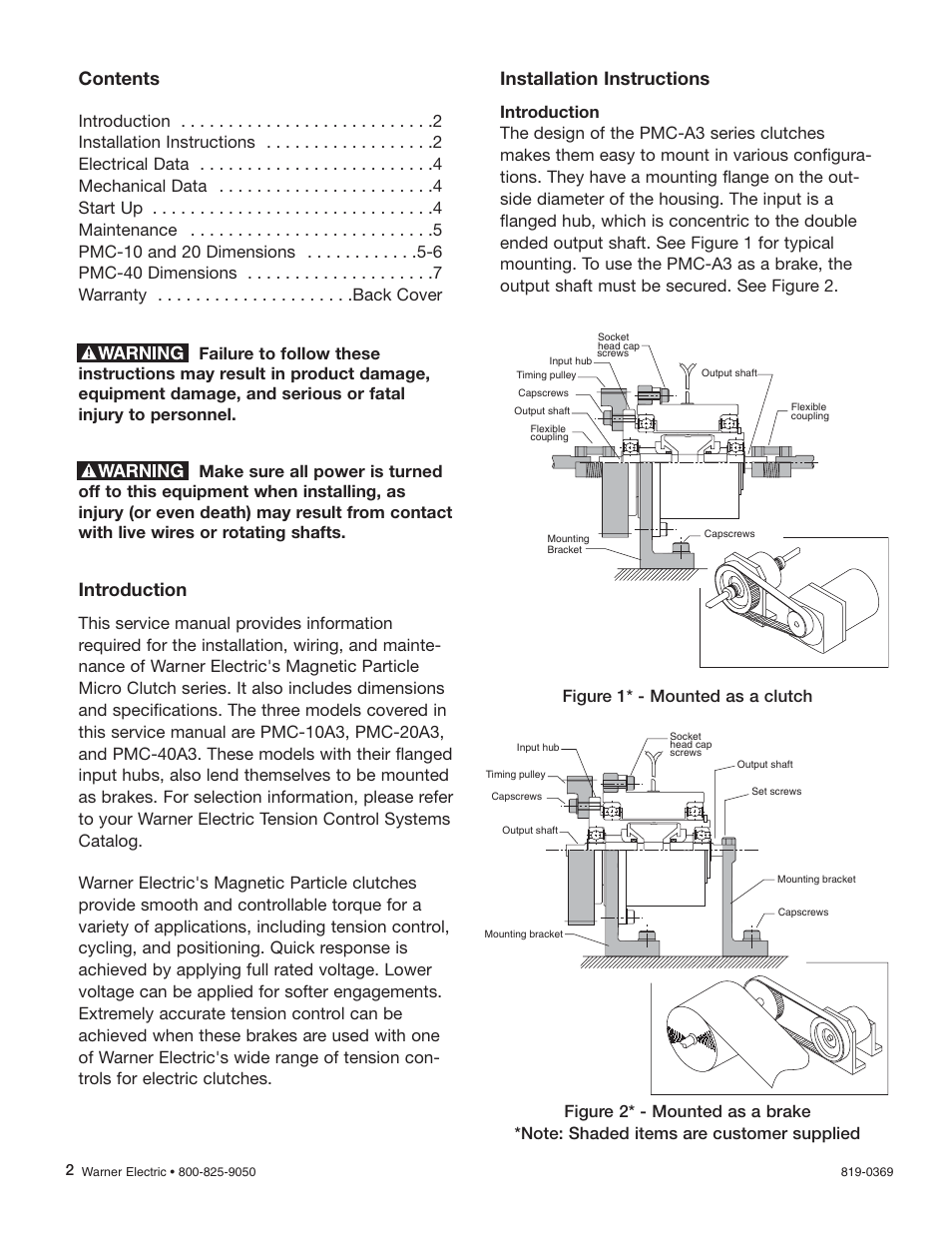 Warner Electric PMC-10A3, PMC-20A3, and PMC-40A3 User Manual | Page 2 / 8
