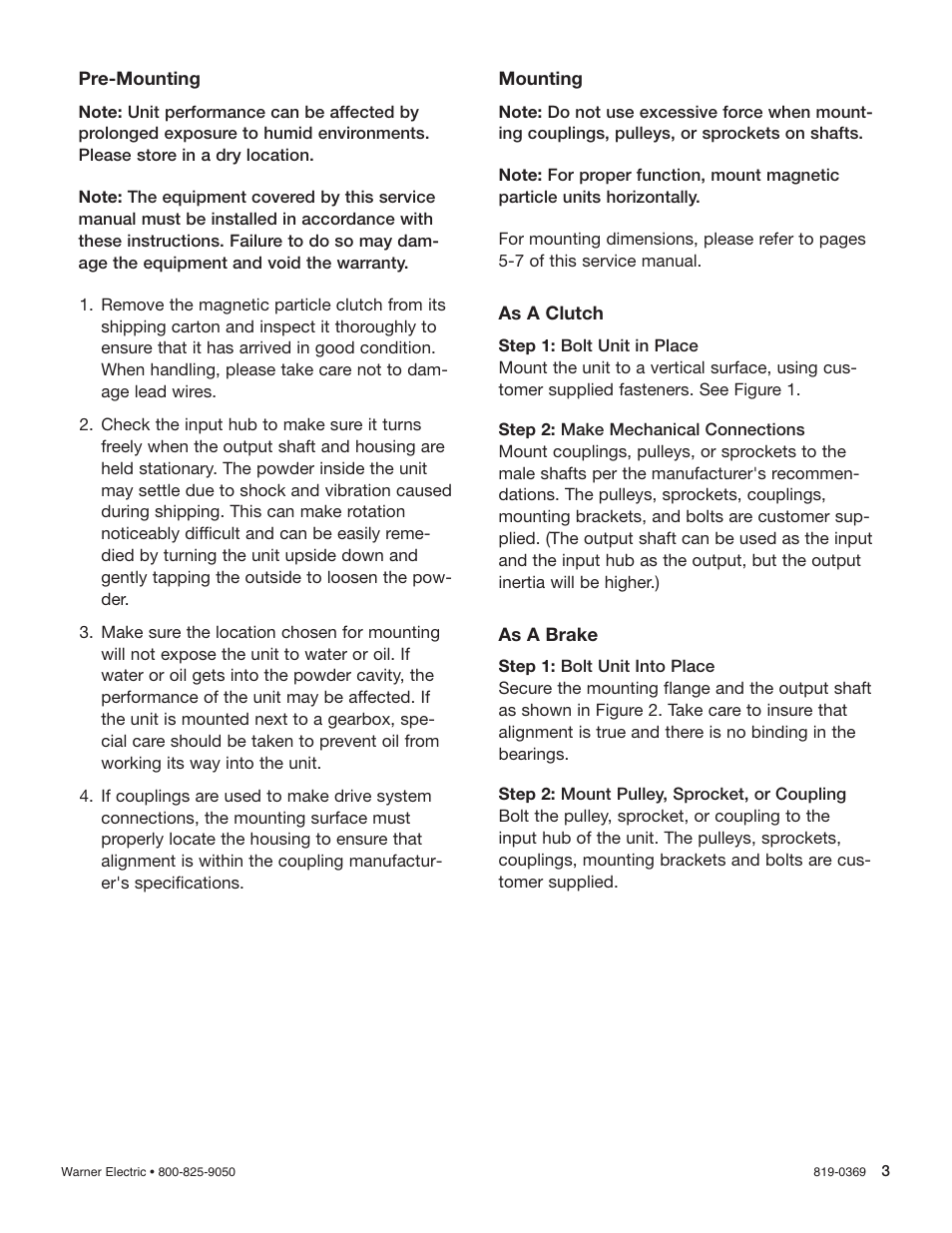 Warner Electric PMC-10A3, PMC-20A3, and PMC-40A3 User Manual | Page 3 / 8