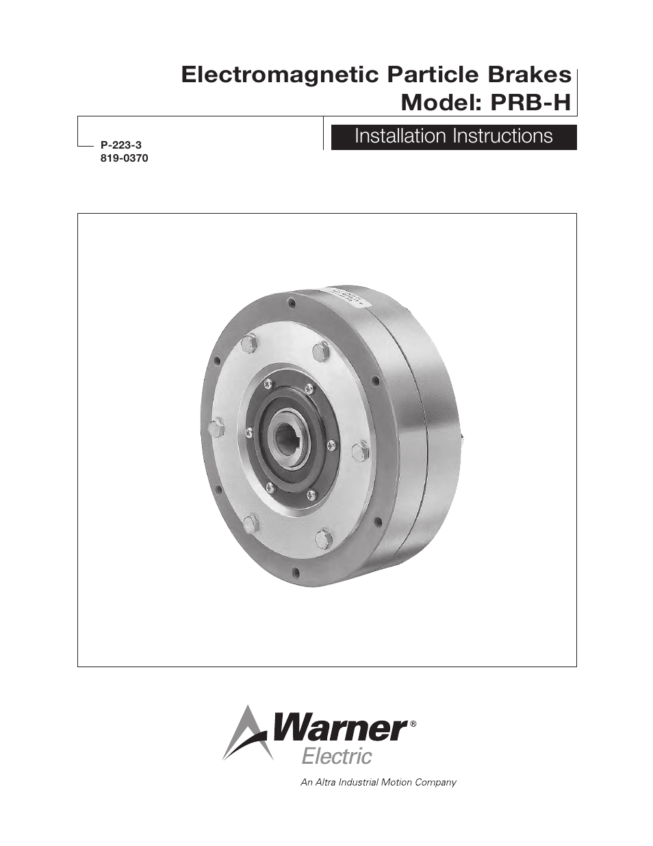 Warner Electric PRB-H User Manual | 8 pages