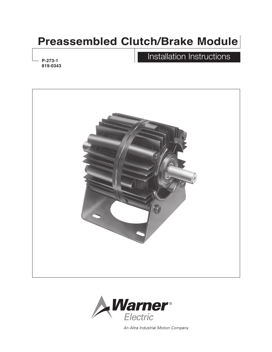 Warner Electric Preassembled Clutch_Brake Module User Manual | 8 pages