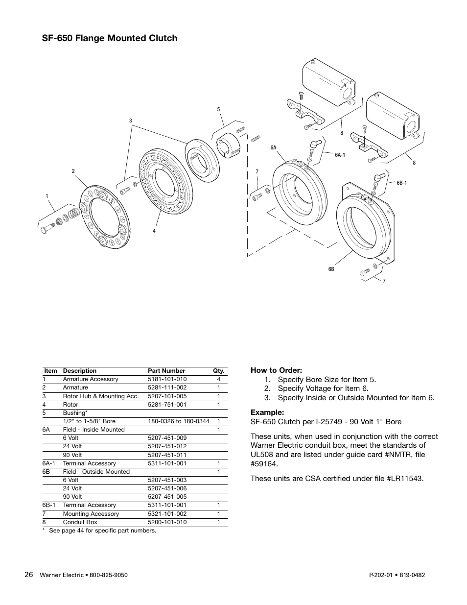 Sf-650 flange mounted clutch | Warner Electric SFPBC-500, SFPBC-650 User Manual | Page 26 / 46