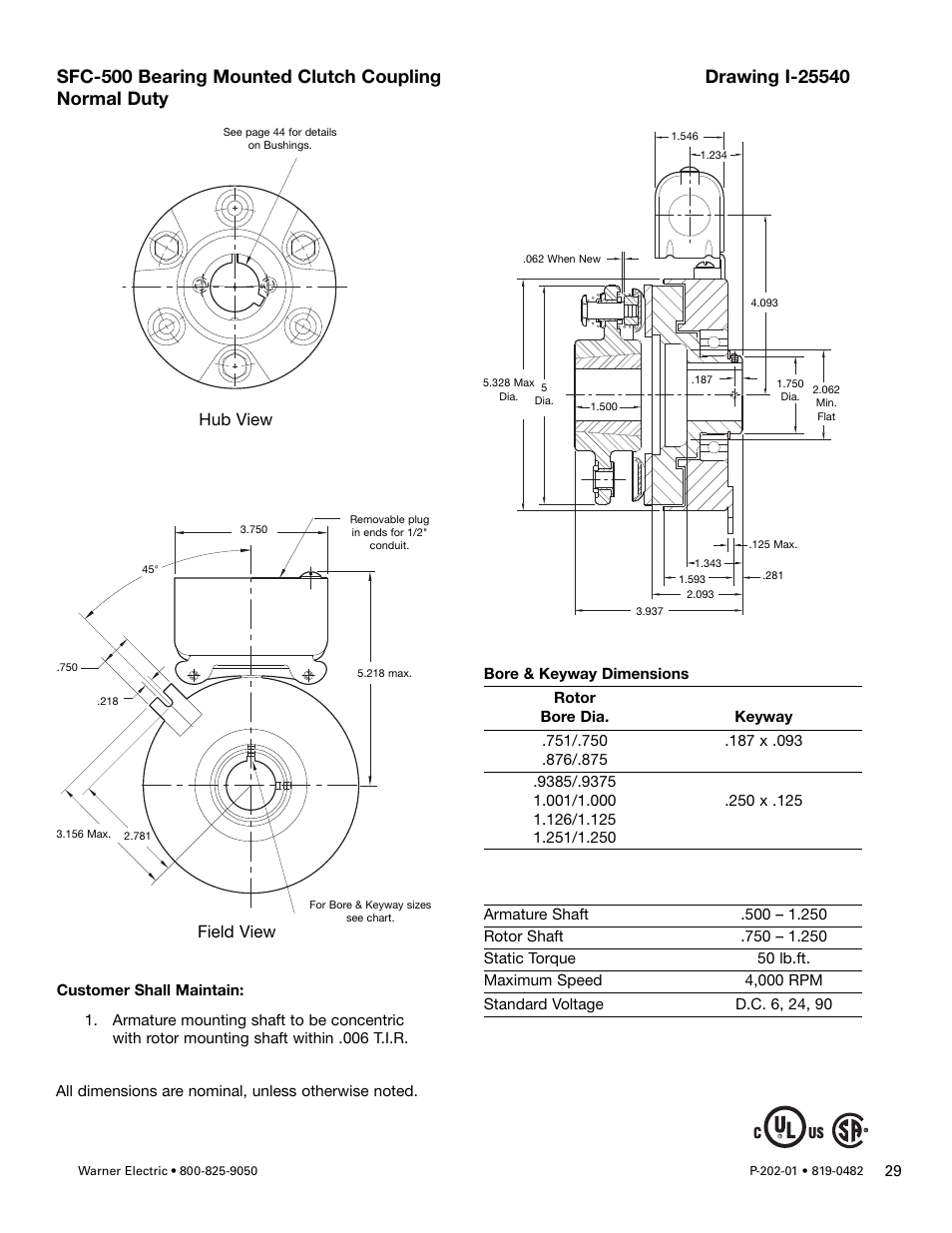 Hub view, Field view | Warner Electric SFPBC-500, SFPBC-650 User Manual | Page 29 / 46