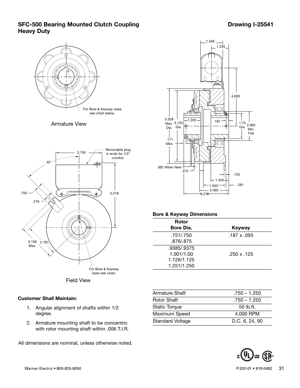 Armature view field view | Warner Electric SFPBC-500, SFPBC-650 User Manual | Page 31 / 46