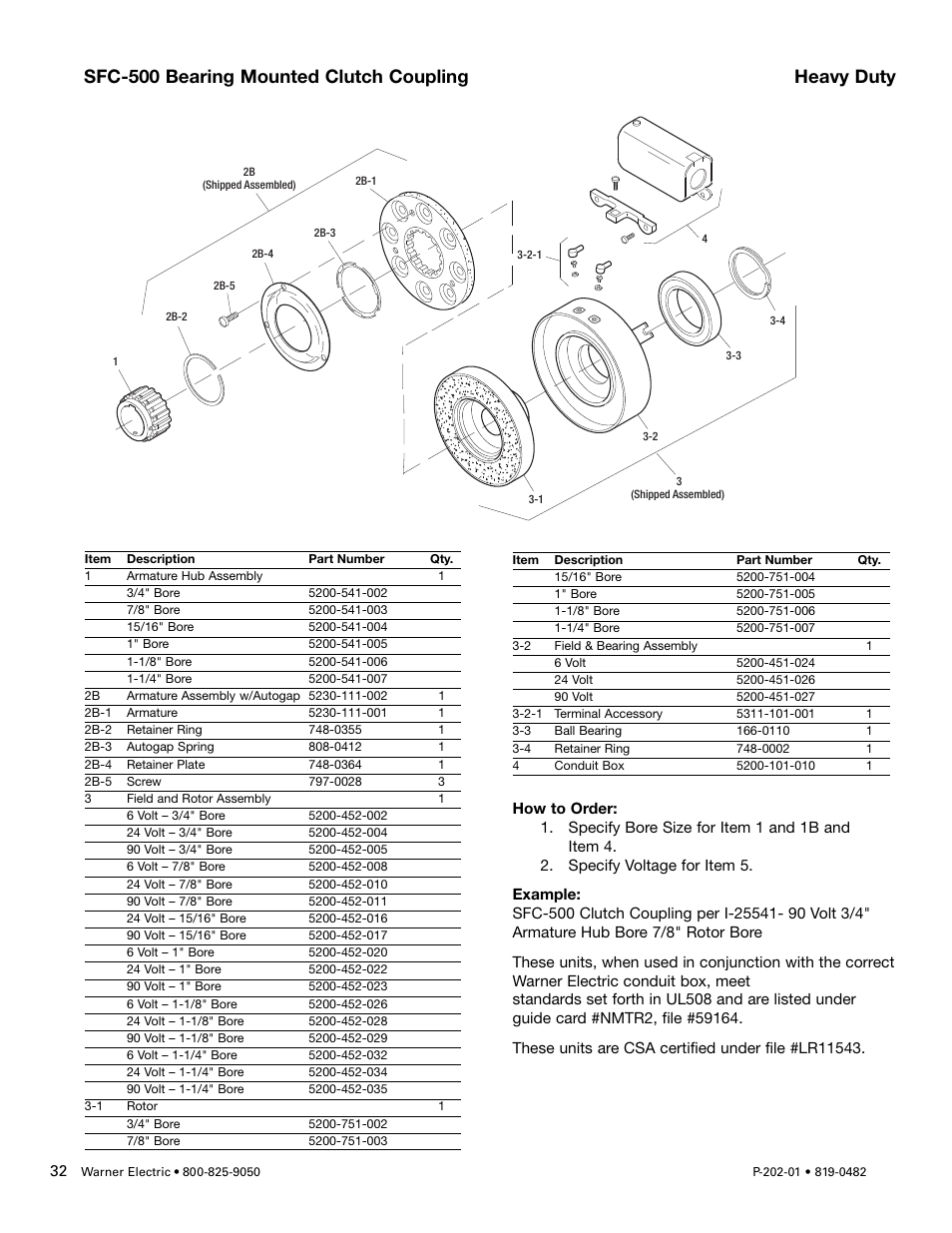 Sfc-500 bearing mounted clutch coupling heavy duty | Warner Electric SFPBC-500, SFPBC-650 User Manual | Page 32 / 46