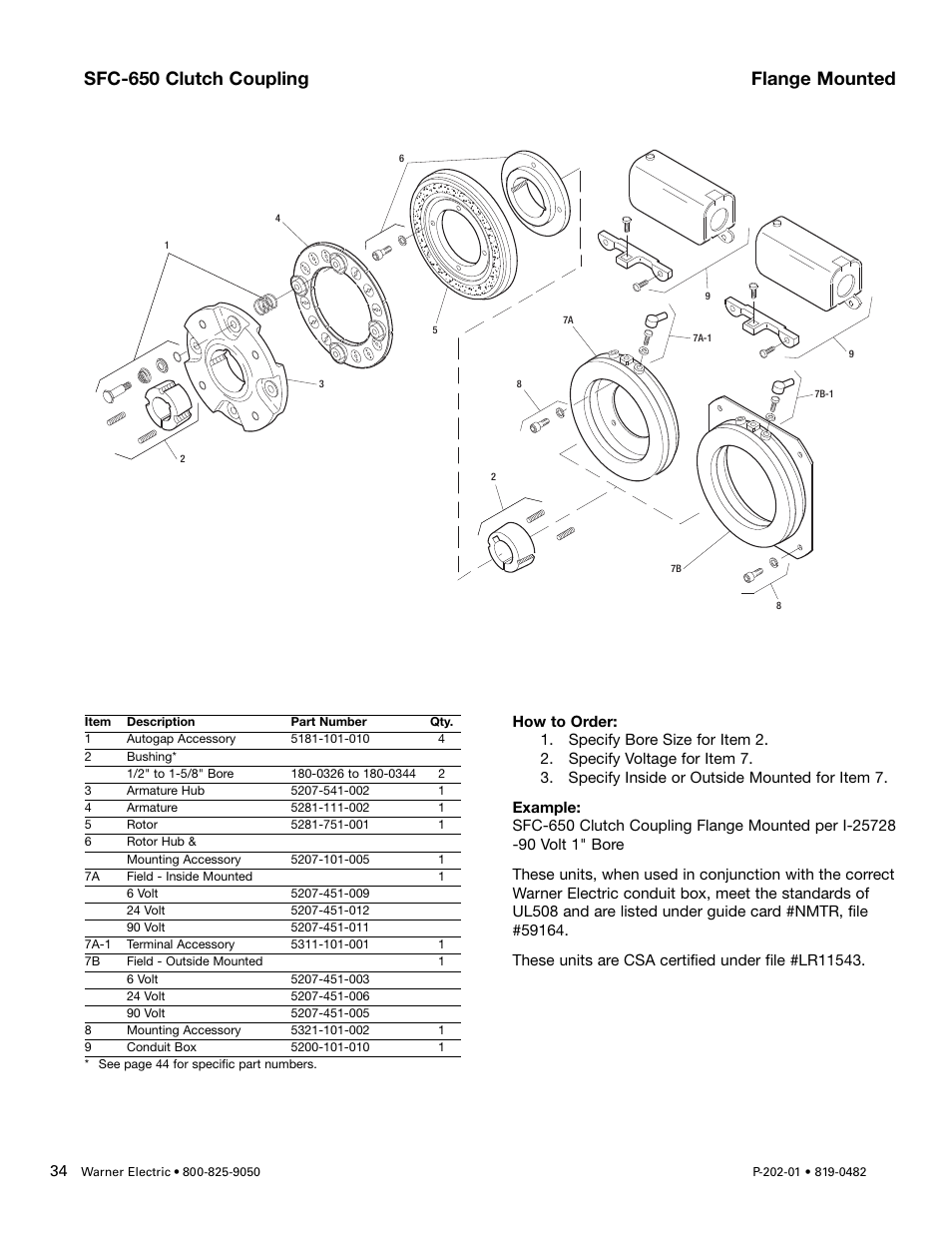 Sfc-650 clutch coupling flange mounted | Warner Electric SFPBC-500, SFPBC-650 User Manual | Page 34 / 46