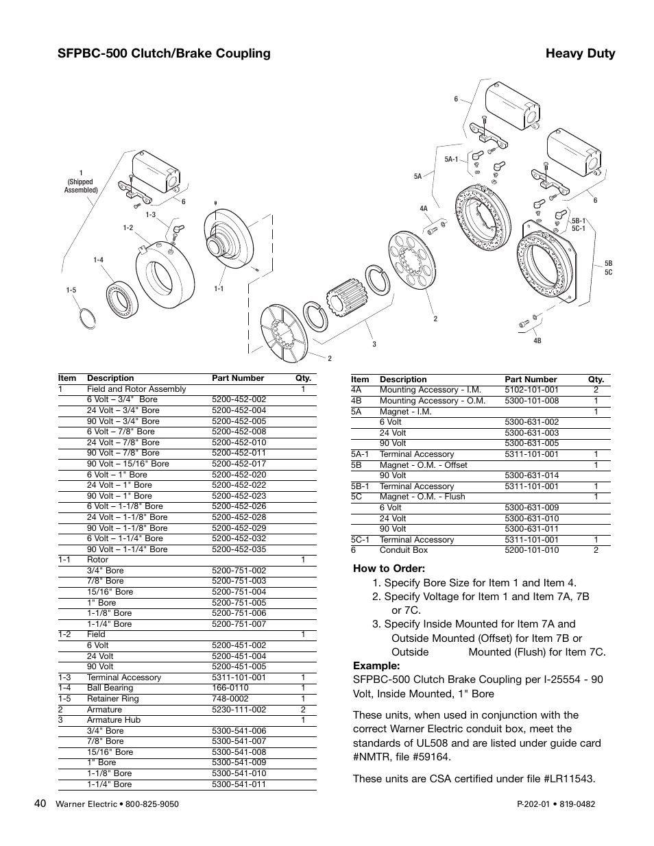 Sfpbc-500 clutch/brake coupling heavy duty | Warner Electric SFPBC-500, SFPBC-650 User Manual | Page 40 / 46