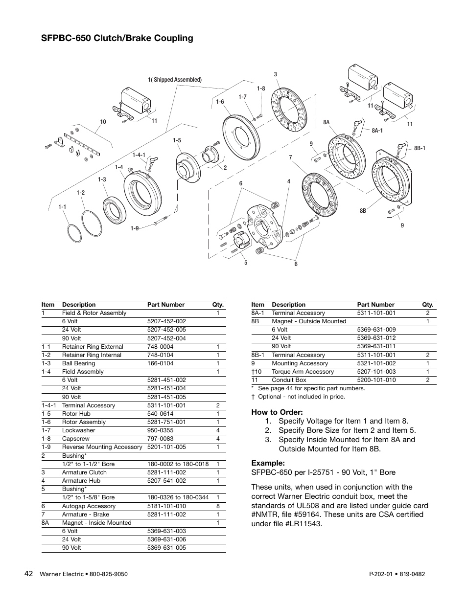 Sfpbc-650 clutch/brake coupling | Warner Electric SFPBC-500, SFPBC-650 User Manual | Page 42 / 46