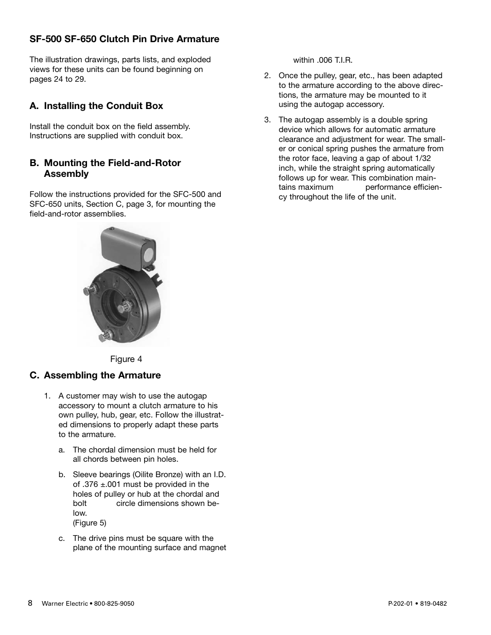 Warner Electric SFPBC-500, SFPBC-650 User Manual | Page 8 / 46