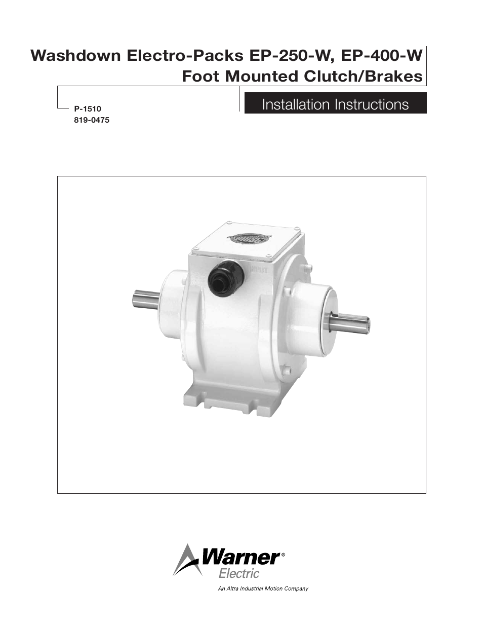 Warner Electric Electro-Packs EP-250-W, EP-400-W User Manual | 6 pages