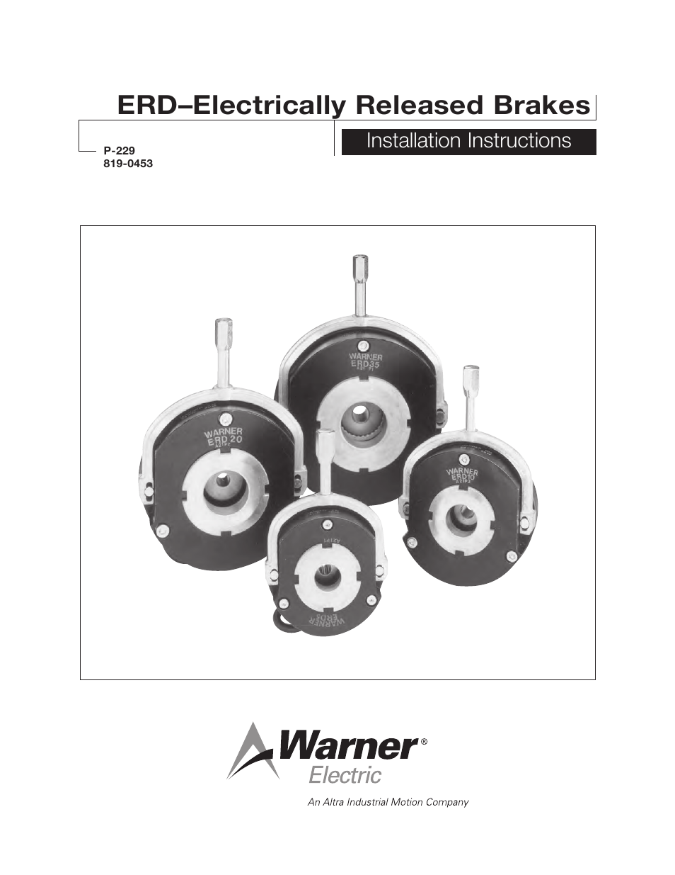 Warner Electric ERD–Electrically Released Brakes User Manual | 8 pages