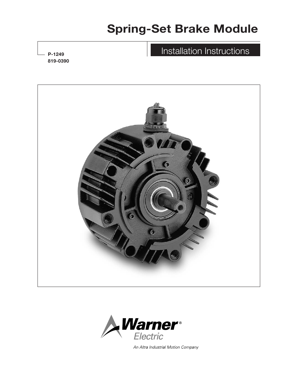 Warner Electric Spring-Set Brake Module User Manual | 4 pages