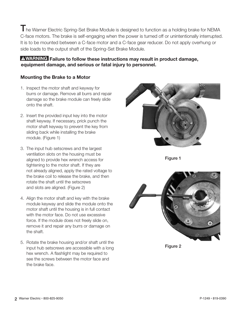 Warner Electric Spring-Set Brake Module User Manual | Page 2 / 4