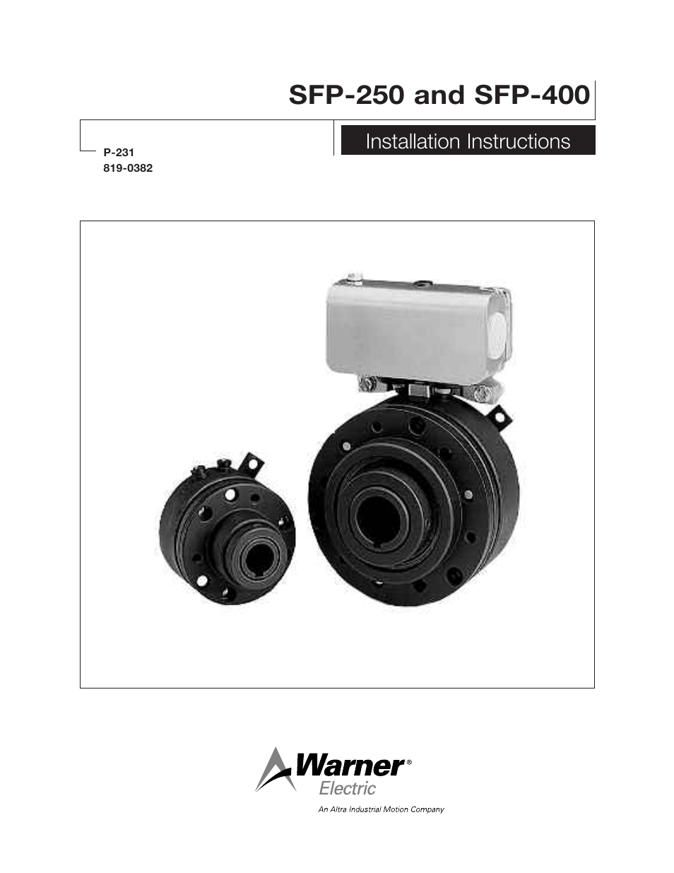 Warner Electric SFP-400 User Manual | 6 pages