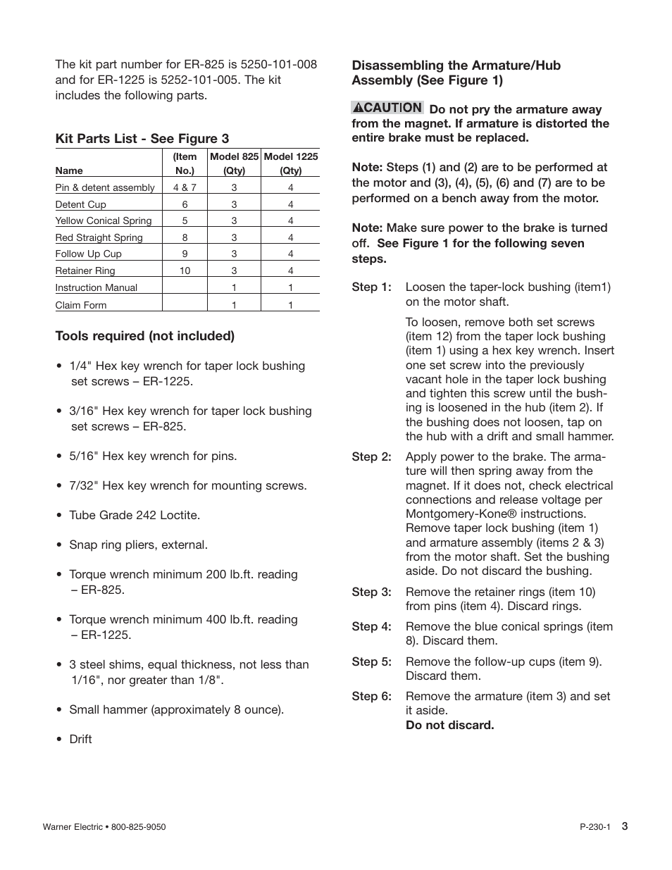 Warner Electric Autogap New ER-1225 and ER825 User Manual | Page 3 / 8
