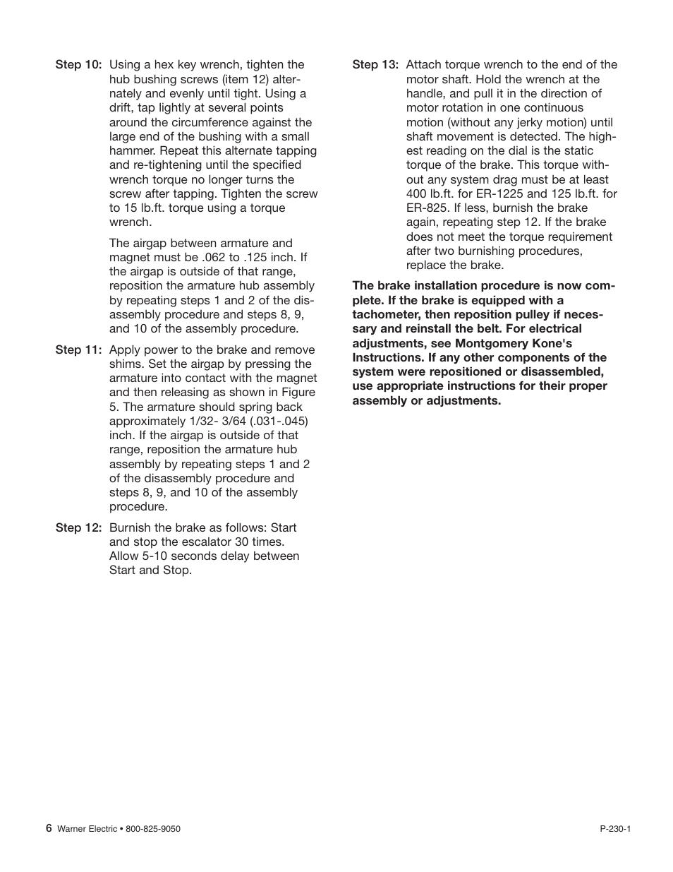 Warner Electric Autogap New ER-1225 and ER825 User Manual | Page 6 / 8