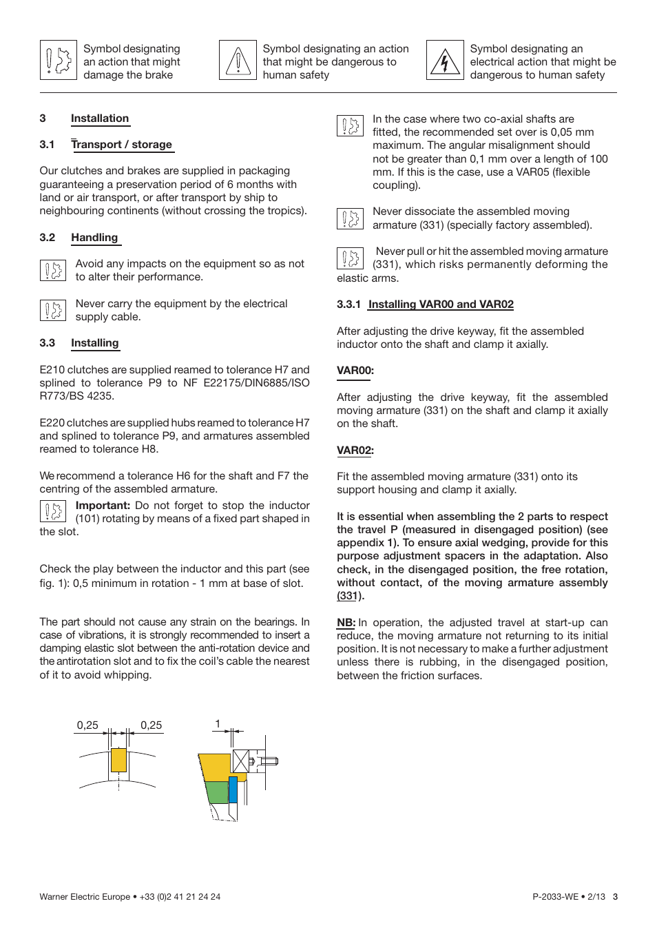 Warner Electric E220 Electromagnetic Single Disc User Manual | Page 3 / 7