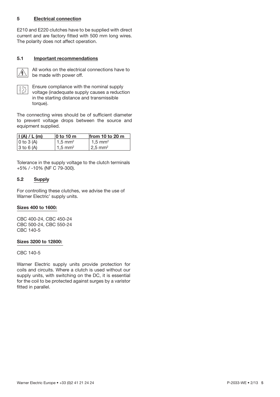 Warner Electric E220 Electromagnetic Single Disc User Manual | Page 5 / 7