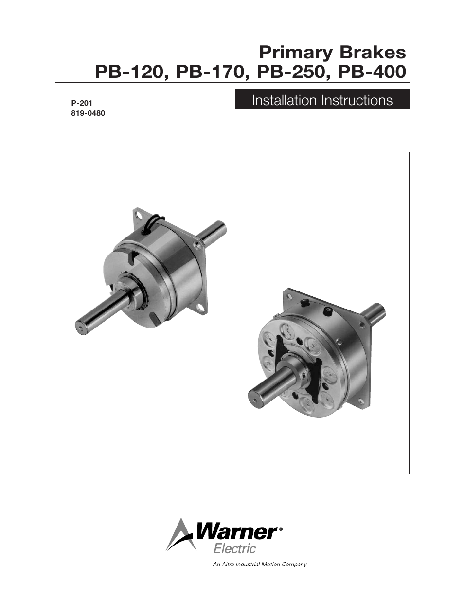 Warner Electric PB-120, PB-170, PB-250, PB-400 User Manual | 18 pages