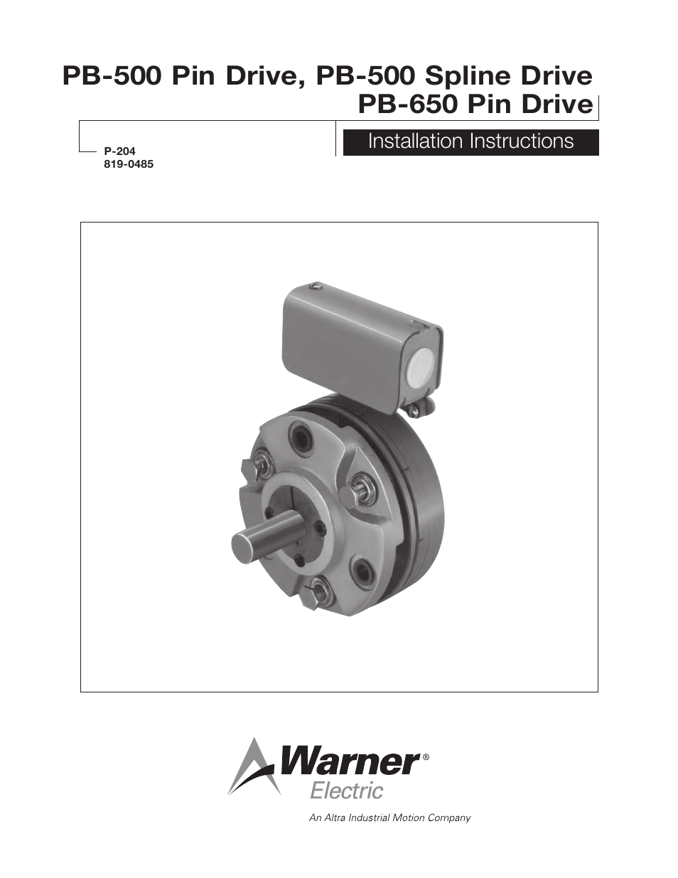 Warner Electric PB-650 Pin Drive User Manual | 24 pages