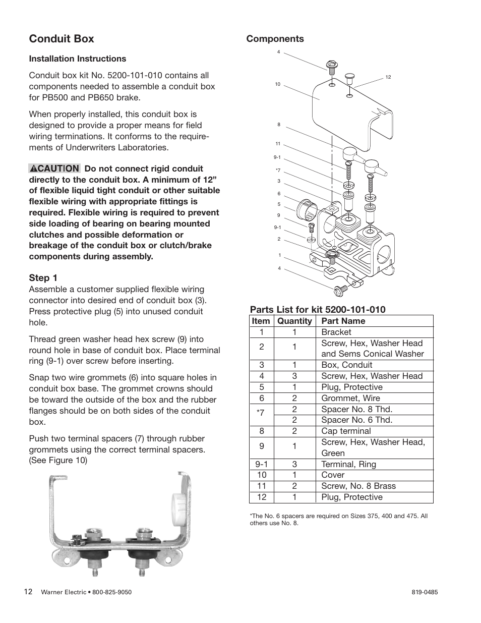 Conduit box | Warner Electric PB-650 Pin Drive User Manual | Page 12 / 24