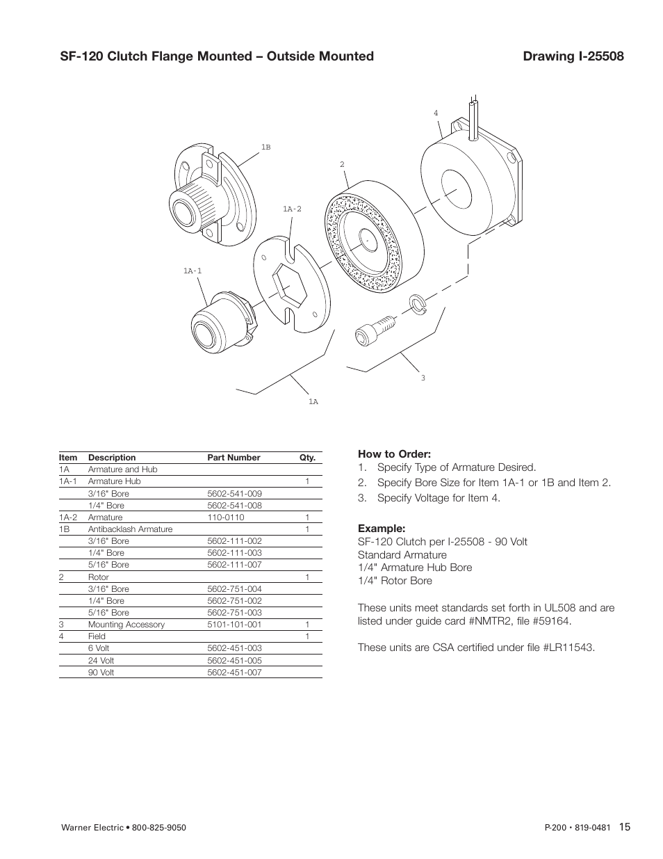 Warner Electric SFC-120, SFC-170, SFC-250, SFC-400 Bearing Mounted, Flange Mounted User Manual | Page 15 / 46